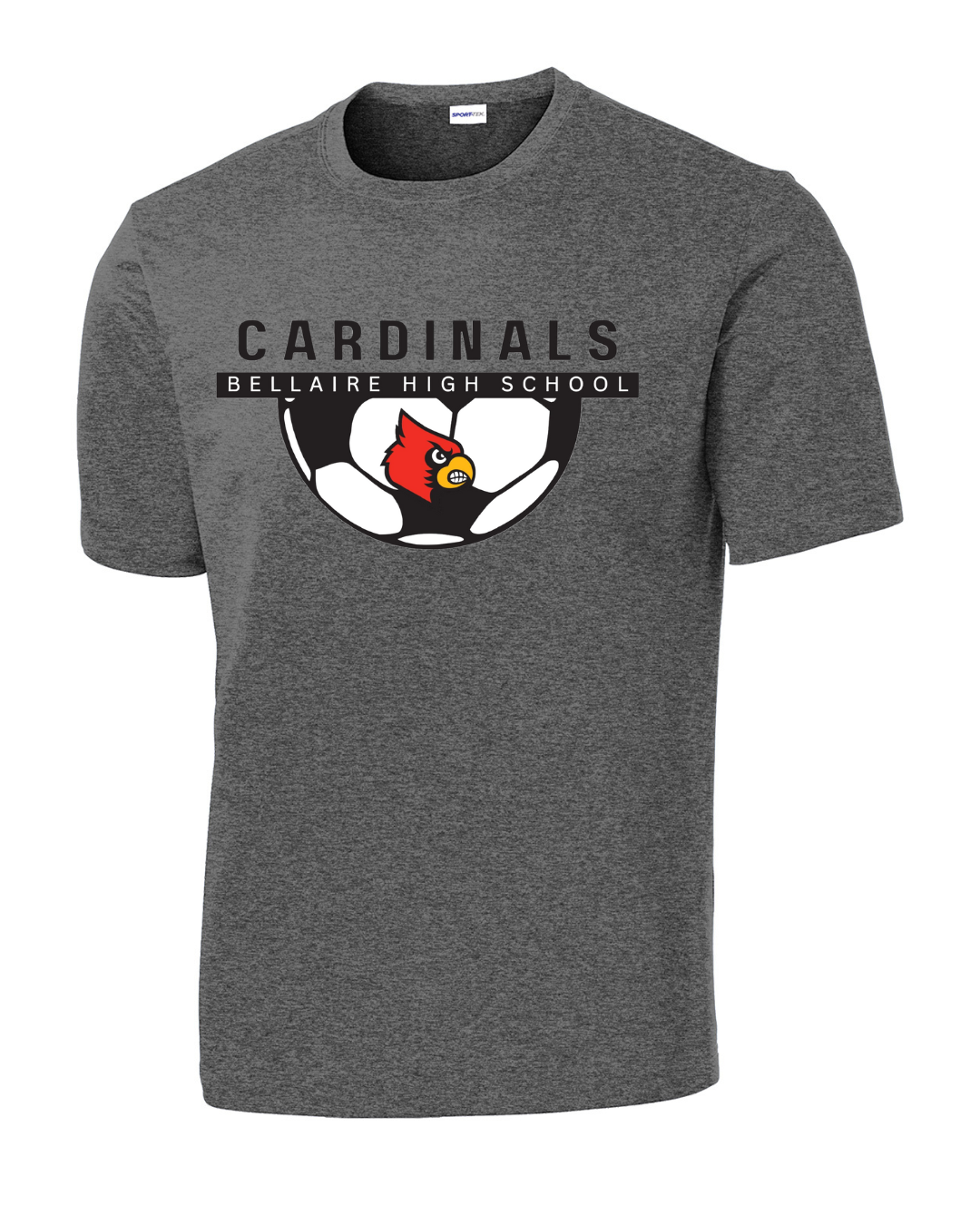 Bellaire Cardinals Soccer-Half Ball - Heather Grey  Performance Tee