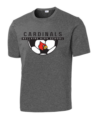 Bellaire Cardinals Soccer-Half Ball - Heather Grey  Performance Tee