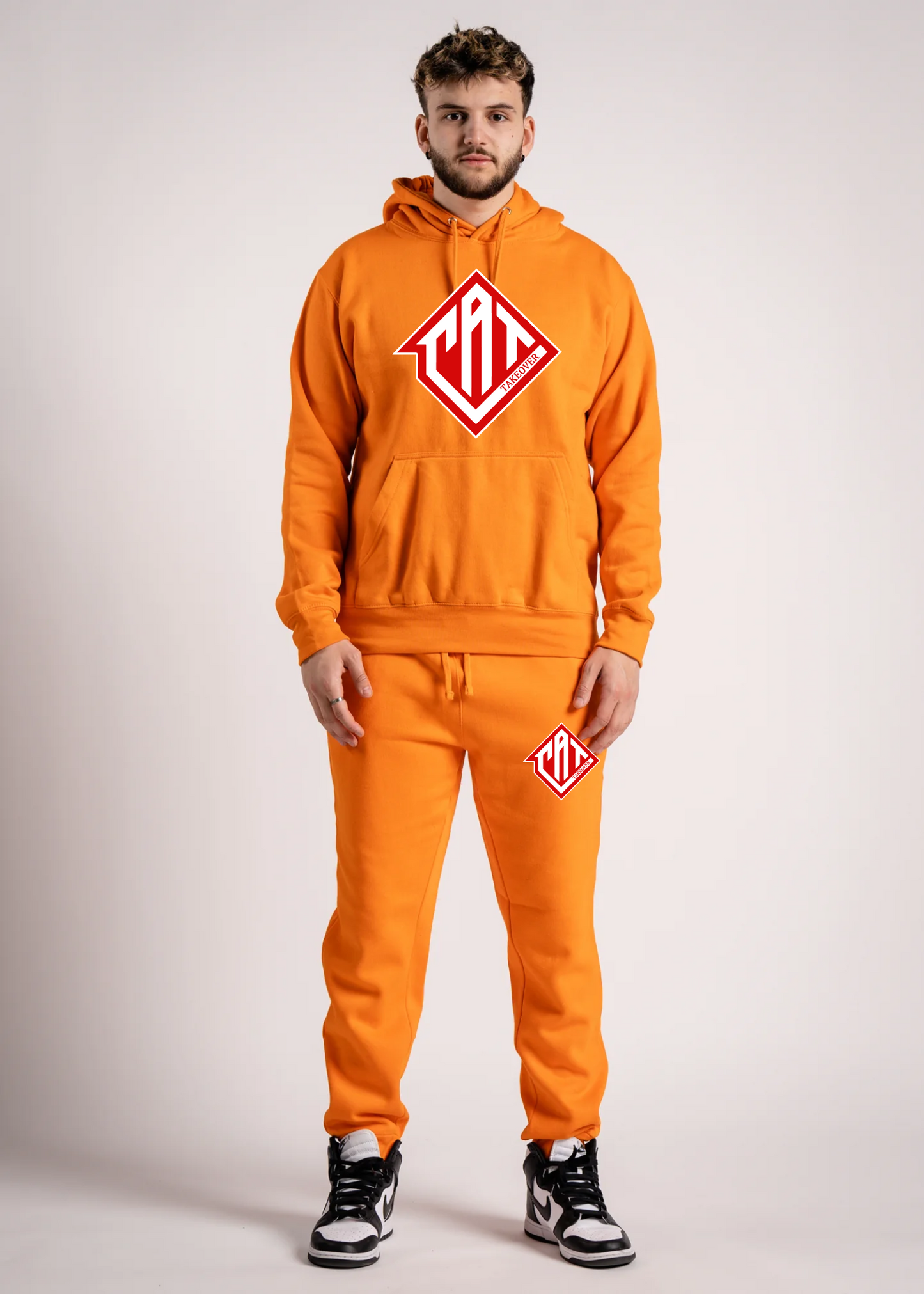 CAT- Heavy Blend Pullover Jogger Set- Orange