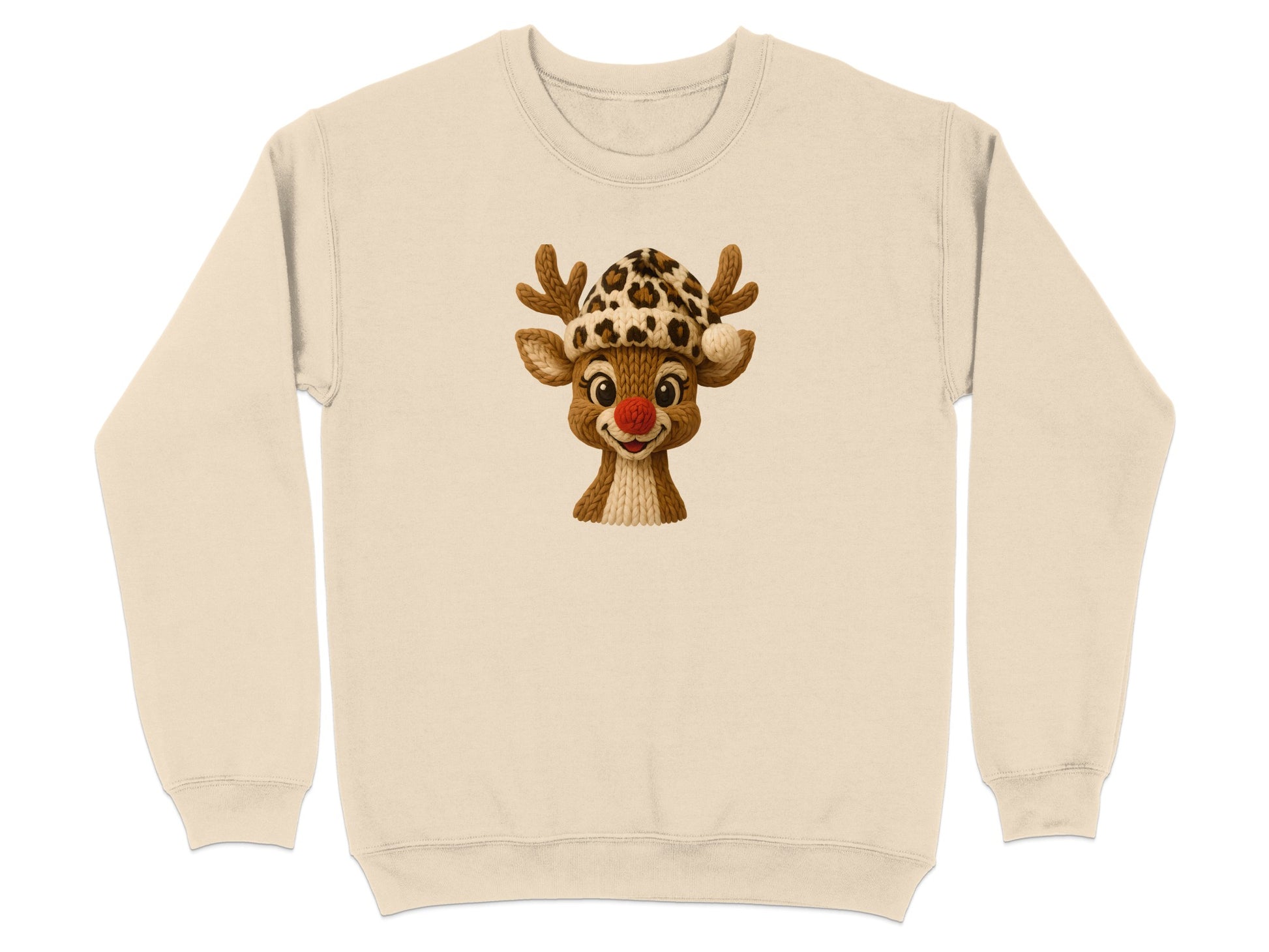 Adorable Reindeer Print Sweatshirt for Holiday Fun