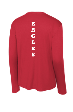 Dawson Baseball Eagles Logo - Long Sleeve Performance Tee- Red