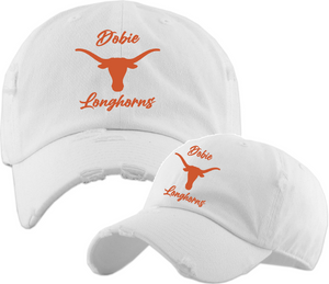 Dobie Longhorns - White Distressed Dad Hat