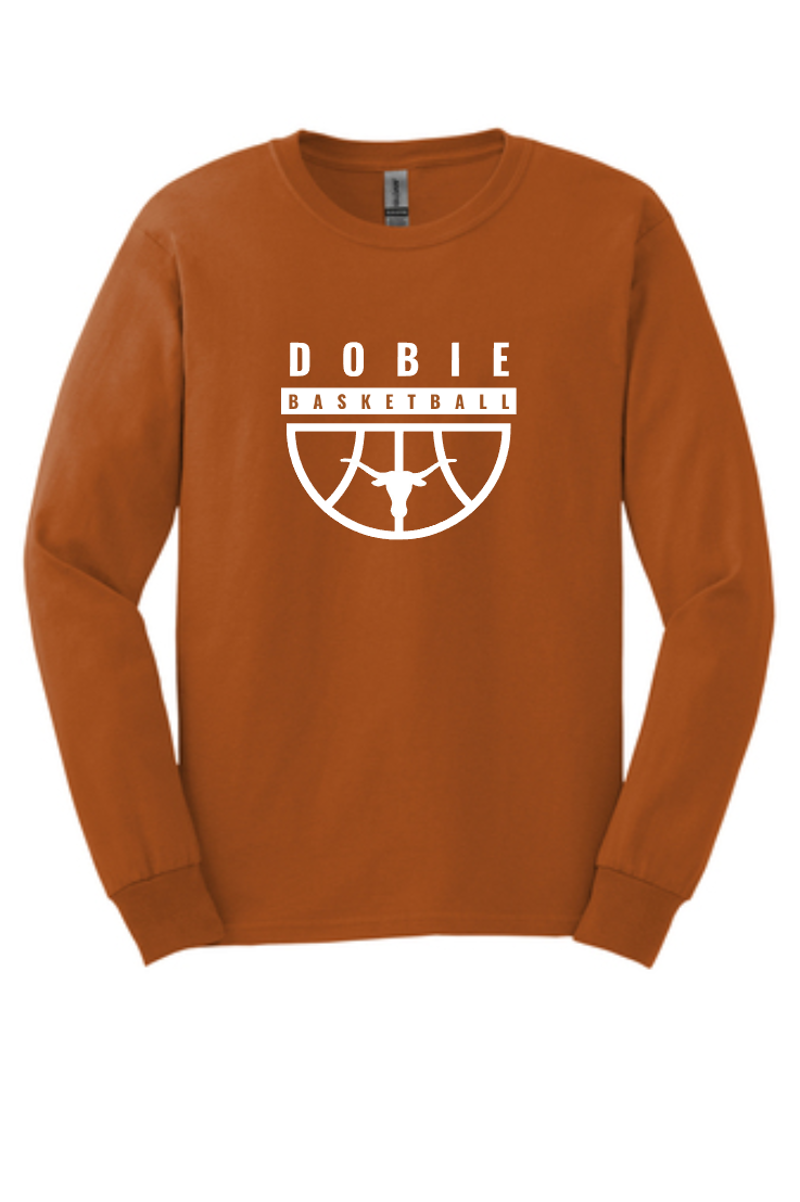 Dobie Basketball- Dobie Half Basketball Long  Sleeve Cotton Tee- Orange