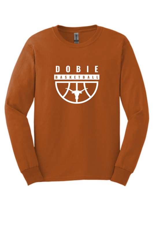 Dobie Basketball- Dobie Half Basketball Long  Sleeve Cotton Tee- Orange