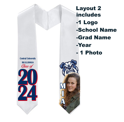 Graduation Stole- Classic  Colors DTF Print - Design Layout #2