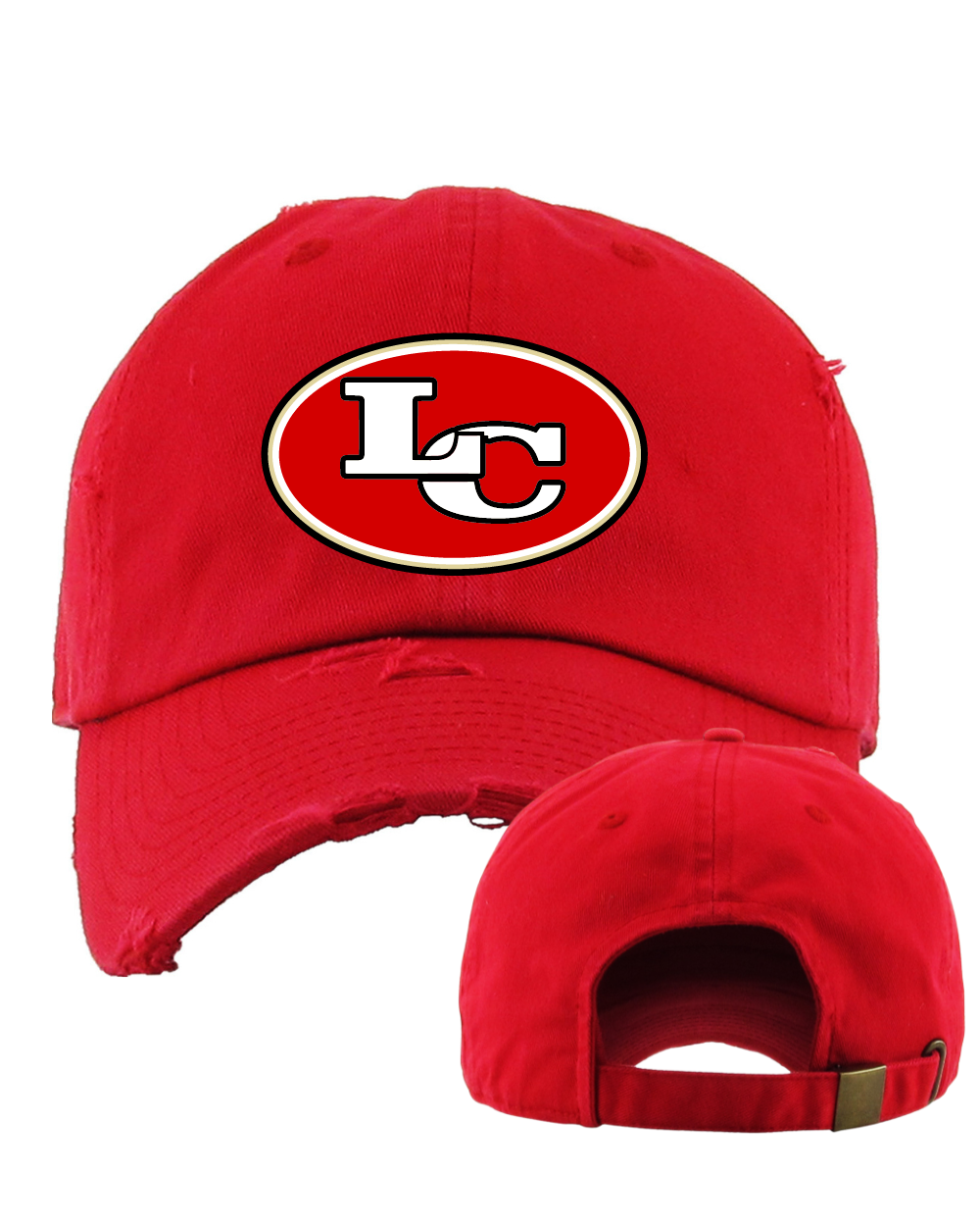 League City 49ers-Embroidered Logo Distressed Hat- Red