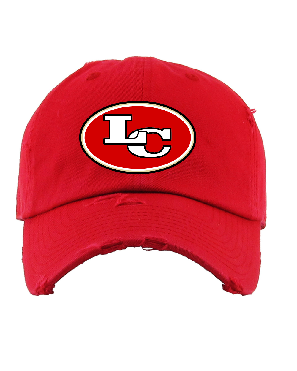 League City 49ers-Embroidered Logo Distressed Hat- Red