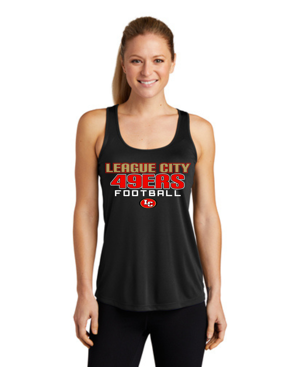 League City 49ers- LC 49ers Football- Ladies Tanktop-Black