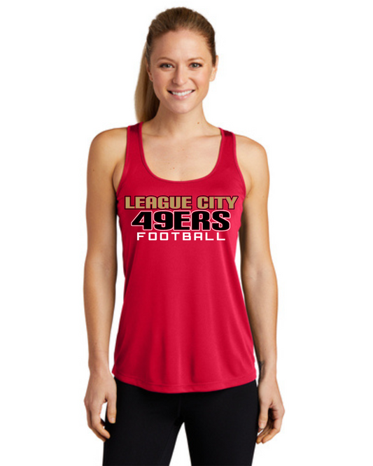 League City 49ers- LC 49ers Football- Ladies Tanktop- Red