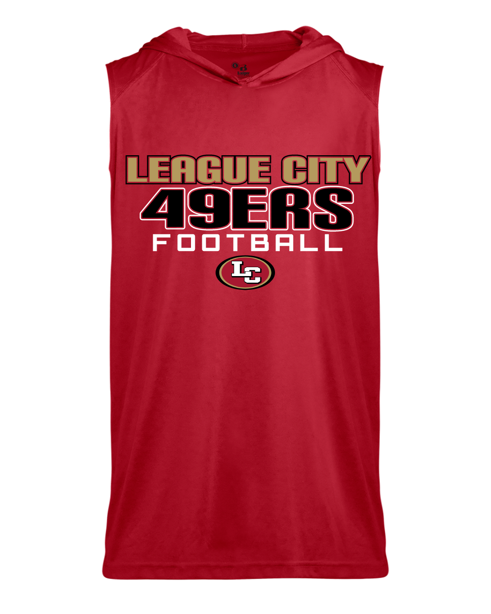 League City 49ers- Don't Grind Performance Sleeveless Hoodie- red