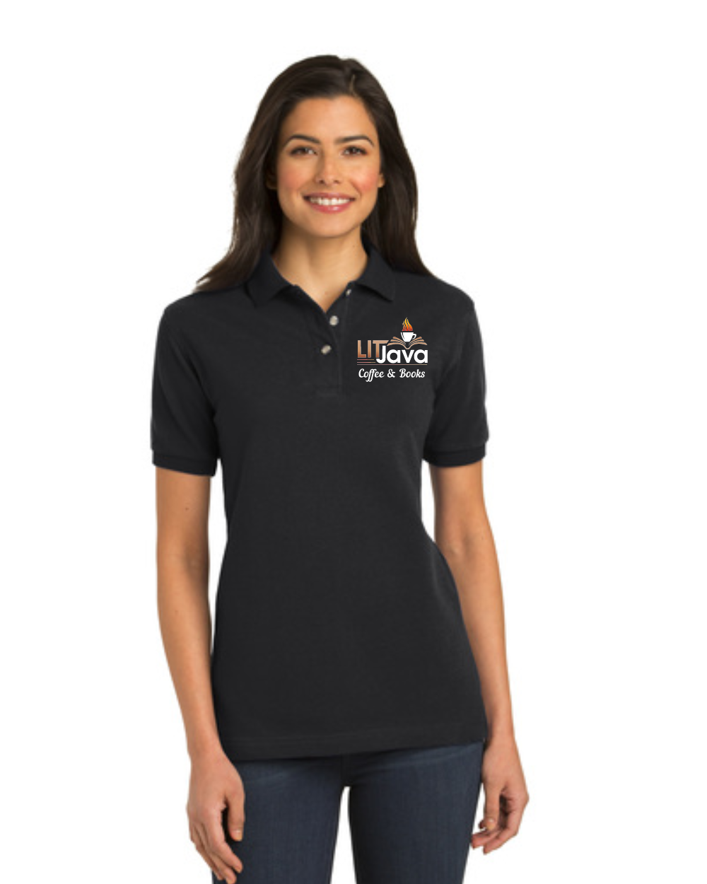 Lit Java - Ladies Polo-  Black