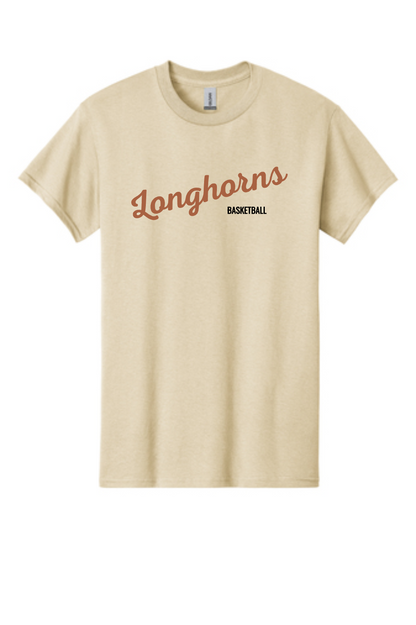 Dobie Basketball- Longhorns Basketball Short Sleeve Cotton Tee- Sand