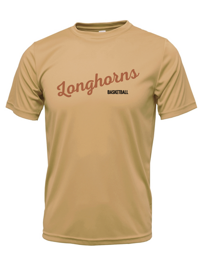 Dobie Basketball- Longhorns Basketball Short Sleeve Performance Tee- Sand