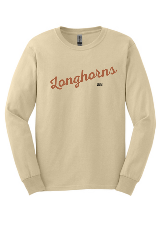 Dobie Basketball- Longhorns GBB Long Sleeve Cotton Tee- Sand