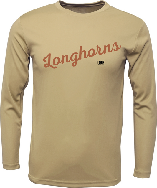 Dobie Basketball- Longhorns GBB Long Sleeve Performance Tee- Sand