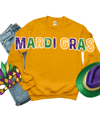 Mardi Gras- Oversized "MARDI GRAS" Print Sweatshirt