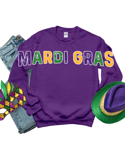 Mardi Gras- Oversized "MARDI GRAS" Print Sweatshirt