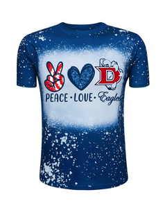 Dawson  - Peace Love Eagles- Navy Faux Bleached Short Sleeve T-Shirt