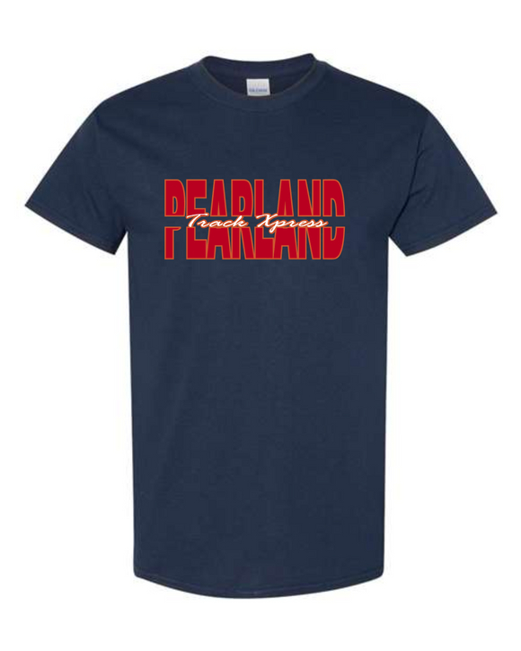 PTX- Pearland Track Xpress Script Cotton  tee- Navy
