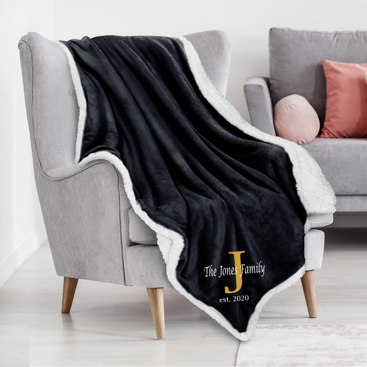 Monogrammed Sherpa Fleece Blanket