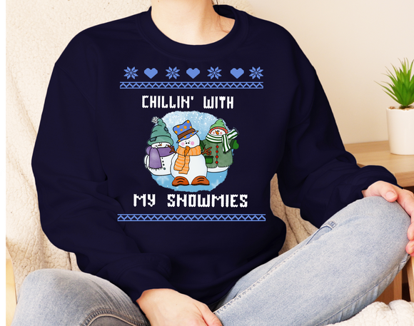 Christmas Holiday Sweatshirt - Chillin with my Snowmies
