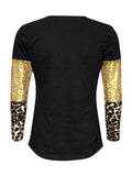 Color Block Gold Sequin Cheetah Shirt