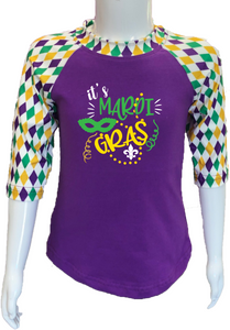 Harlequin Mardi Gras  Raglan- It's Mardi Gras!