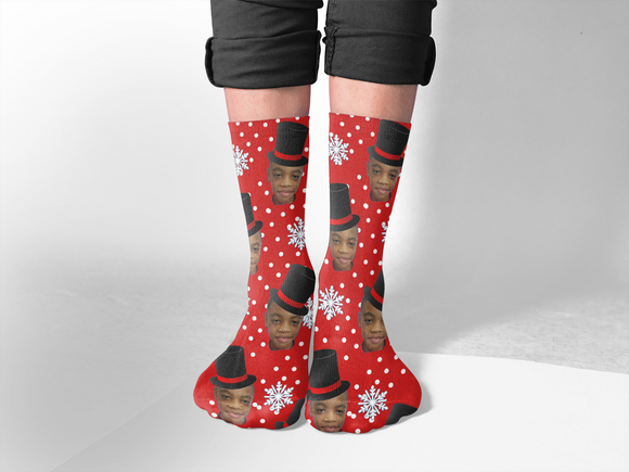 Christmas Photo Socks- Red Tophat
