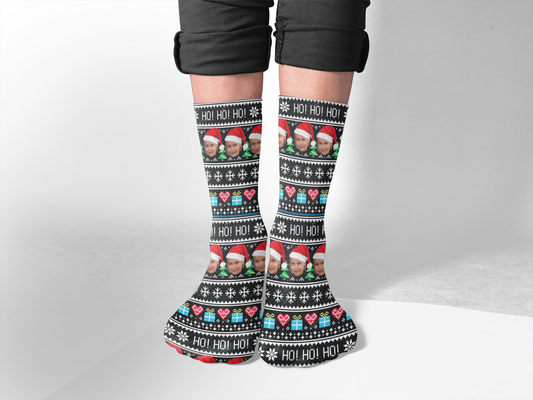 Christmas Photo Socks- Ho Ho Ho