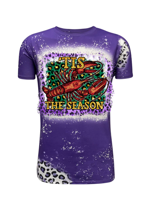 Mardi Gras - Faux bleach Purple Cheetah Print Tee -Tis The Season