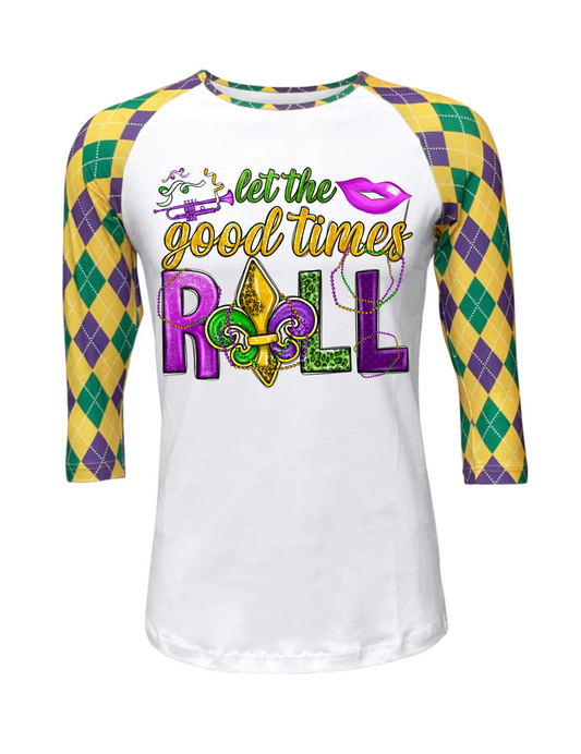 Mardi Gras Harlequin Raglan-Let the  Good Times Roll